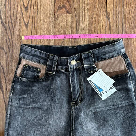 Byunli Fairy Grunge Urban Wild Fringe Two Tone Brown Denim Size Medium NWT - Picture 6 of 8